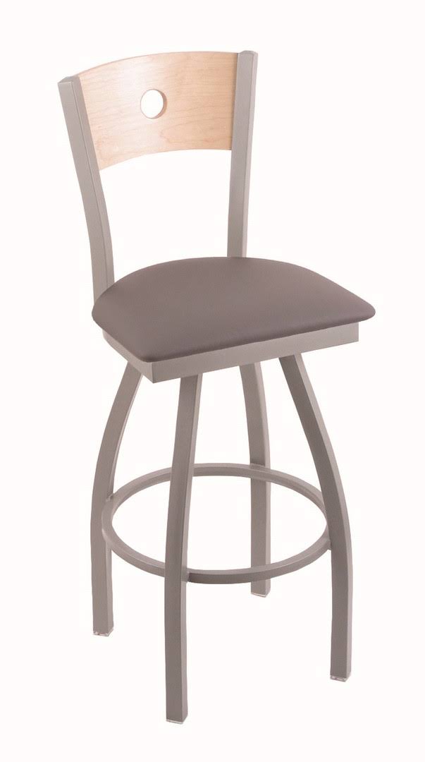 Holland Bar Stool Co. 830 Voltaire 36x22 Bar Stool with Anodized Nickel Finish, Natural Maple Back and Swivel SEAT, Allante Medi