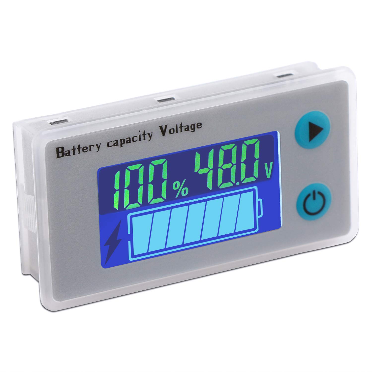 Battery Meter, DROK 48V Digital Battery Remaining Capacity Percentage Level Voltage Temperature Monitor Tester, 10-100V 12V 36V 24V 48Volt Electric Boat Battery Power Analyzer