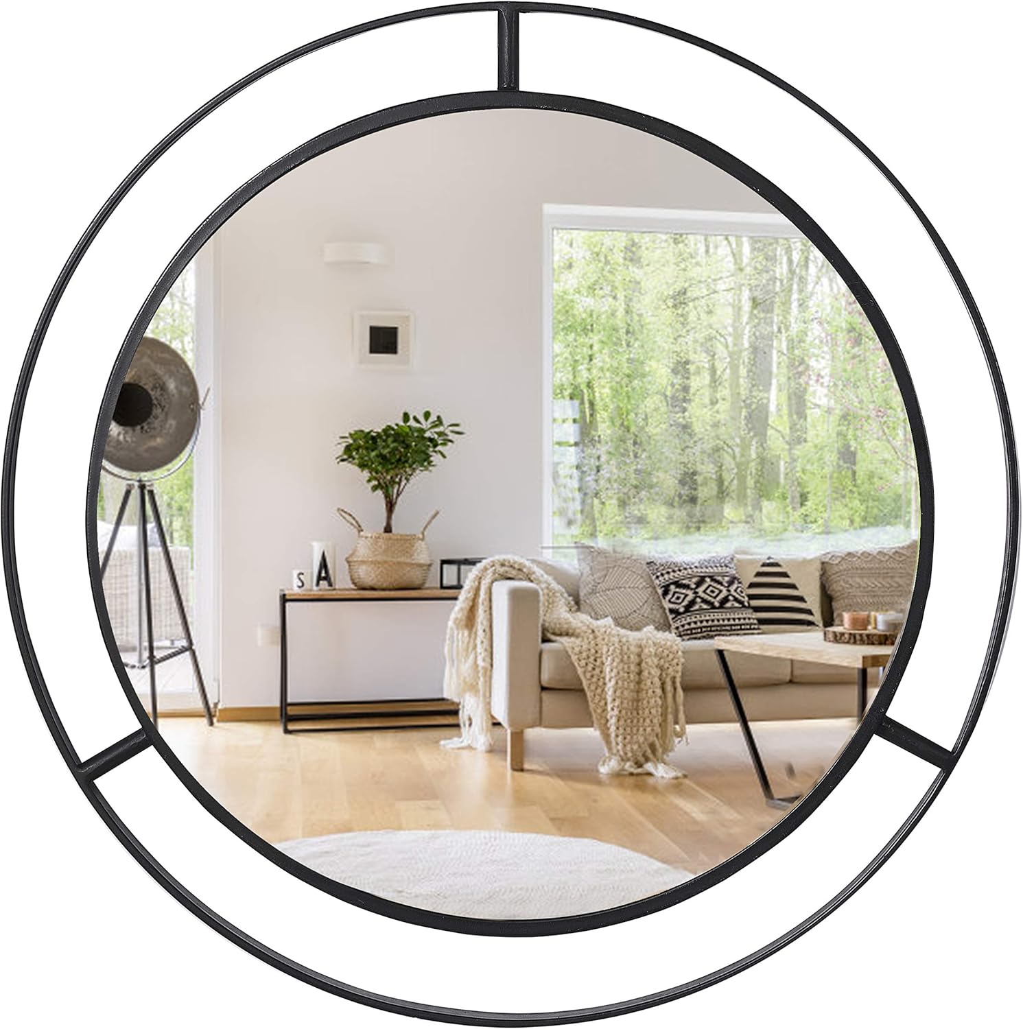 Black Decorative Round Wall Mirror 24