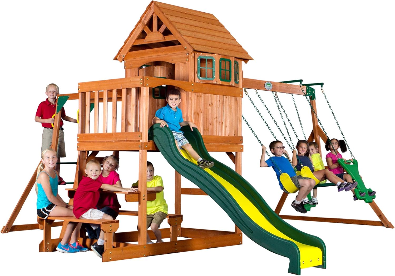Backyard Discovery Springboro All Cedar Wood Playset Swing Set