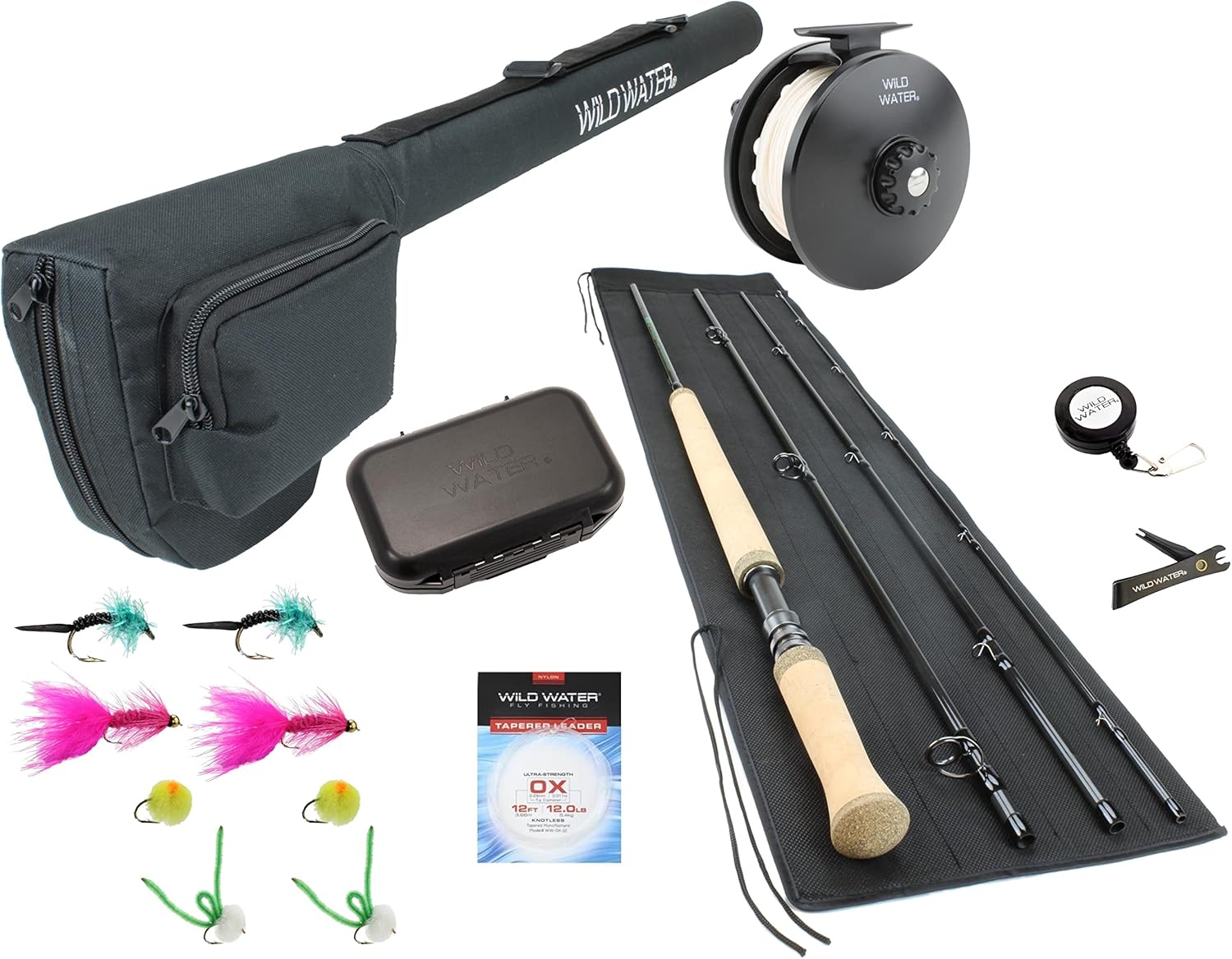 Wild Water Fly Fishing 11 Foot 4-Piece 7-Weight Switch Rod Complete Fly Fishing Rod and Reel Combo Starter Package for Steelhead