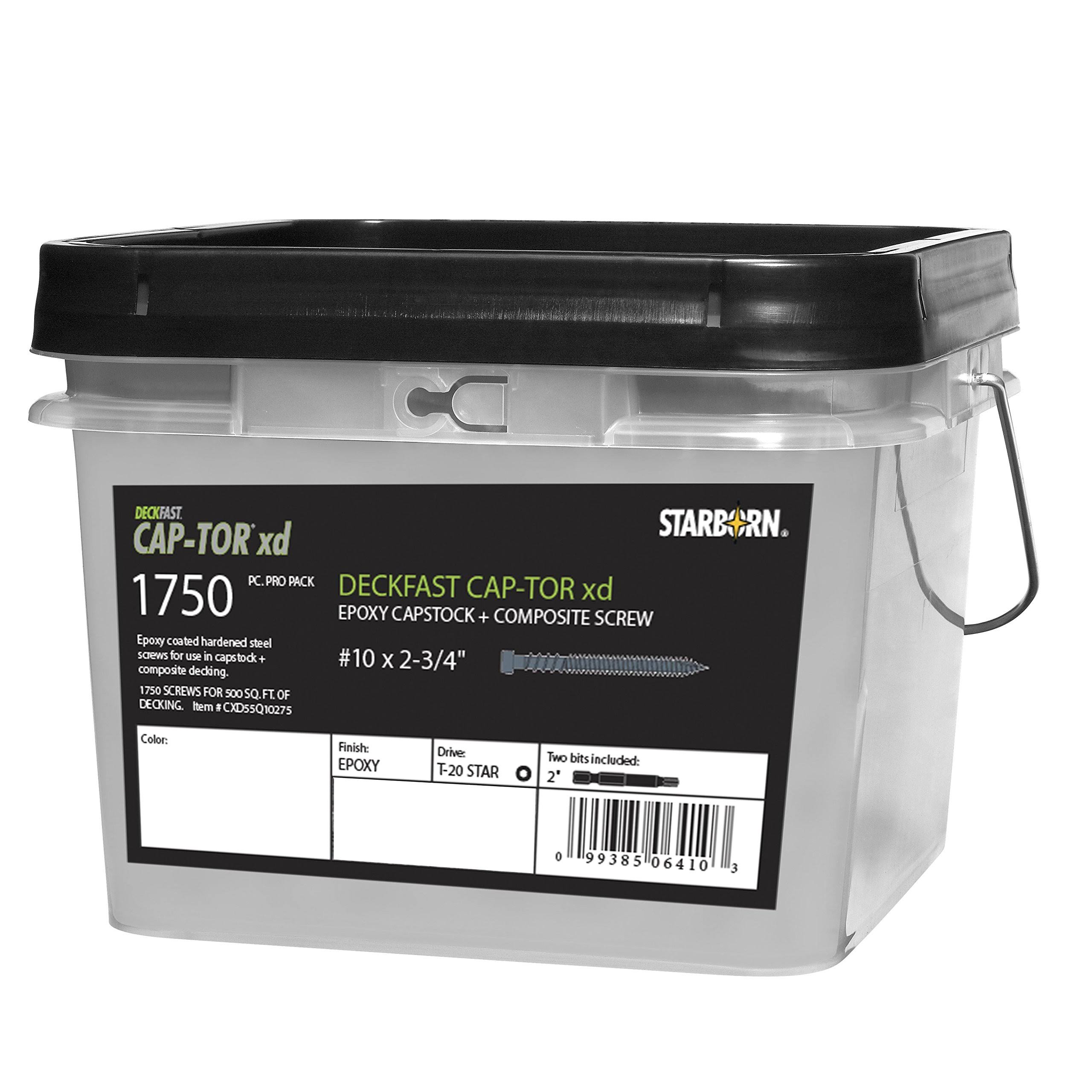 Starborn Deckfast Cap-Tor XD - Epoxy Coated Steel Screw for Composite u0026 PVC - #10 x 2-3/4x22 - Brown - 1750 Pack