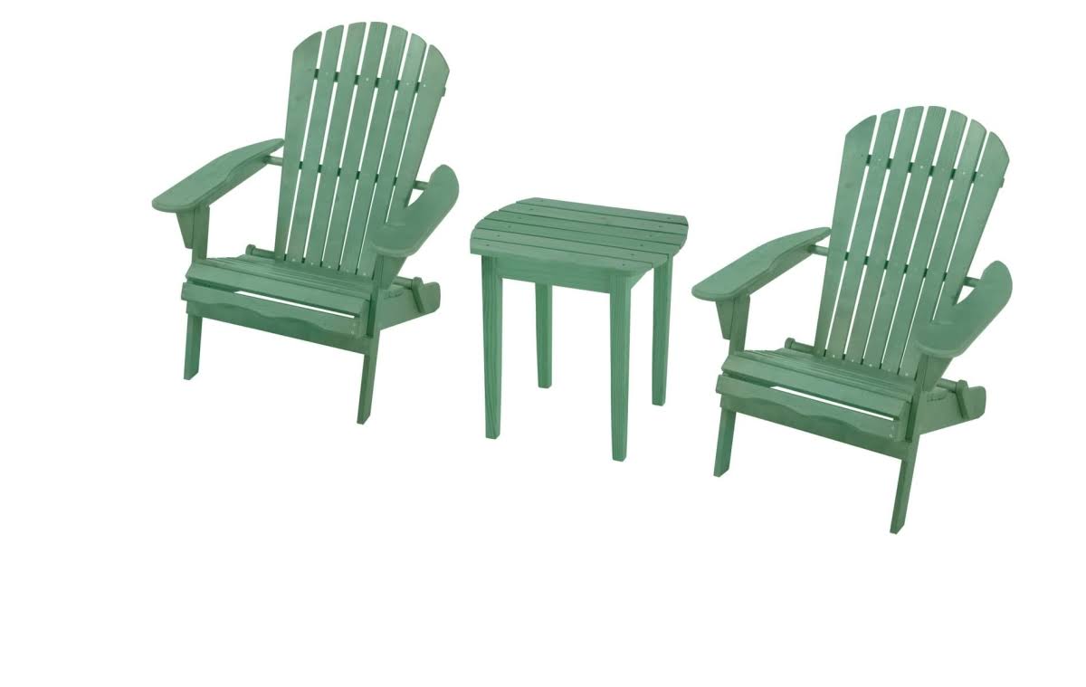 W Unlimited SW1912GSSET3 Adirondack Chair Bristro Set Sea Green - Set of 3