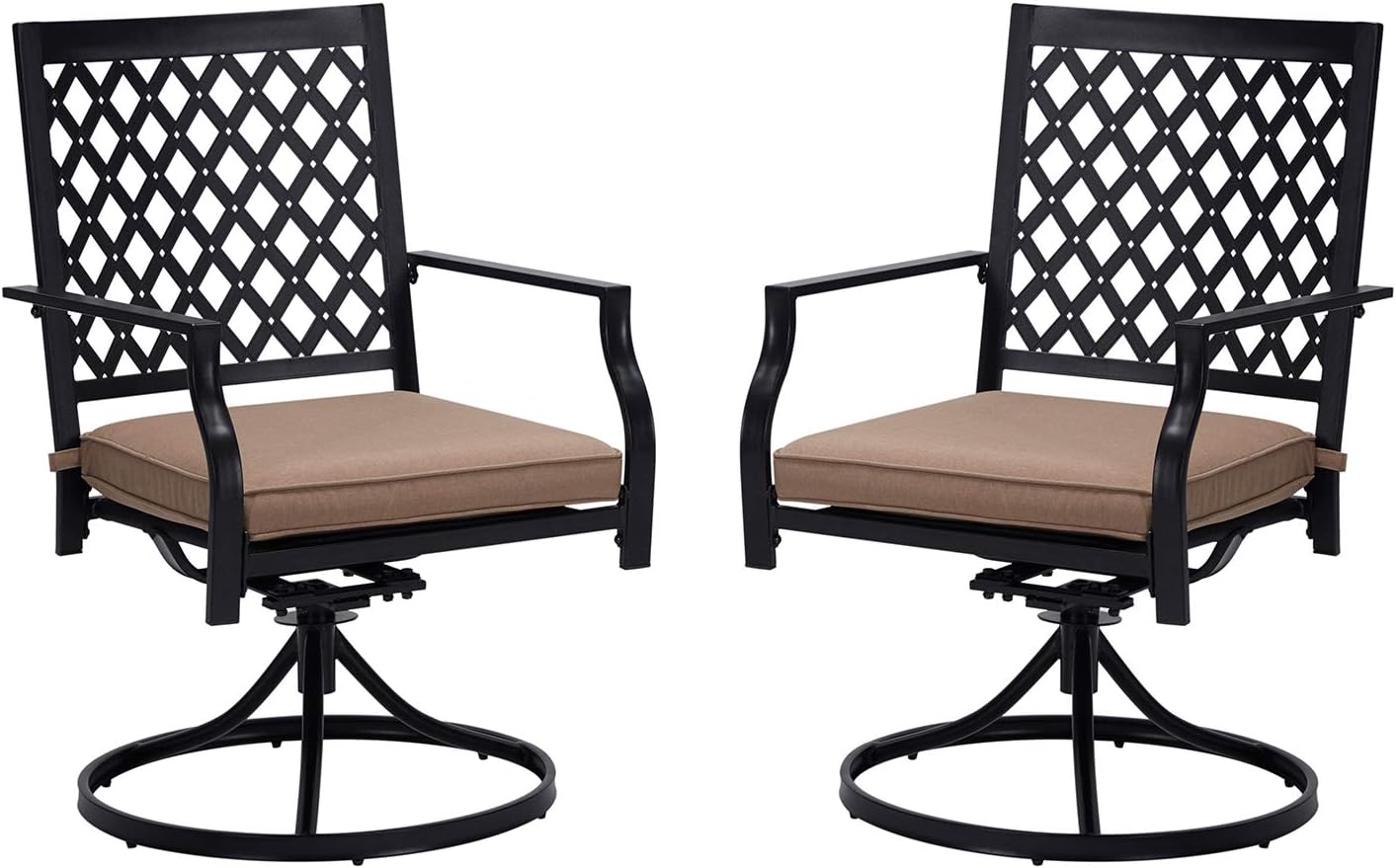 VICLLAX Outdoor Swivel Dining Chairs Patio Furniture with Cushion Black Set of 2