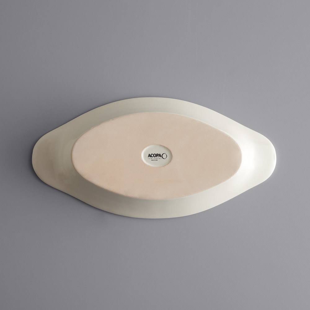 Acopa 15 oz. Ivory (American White) Oval Stoneware Rarebit - 12/Pack