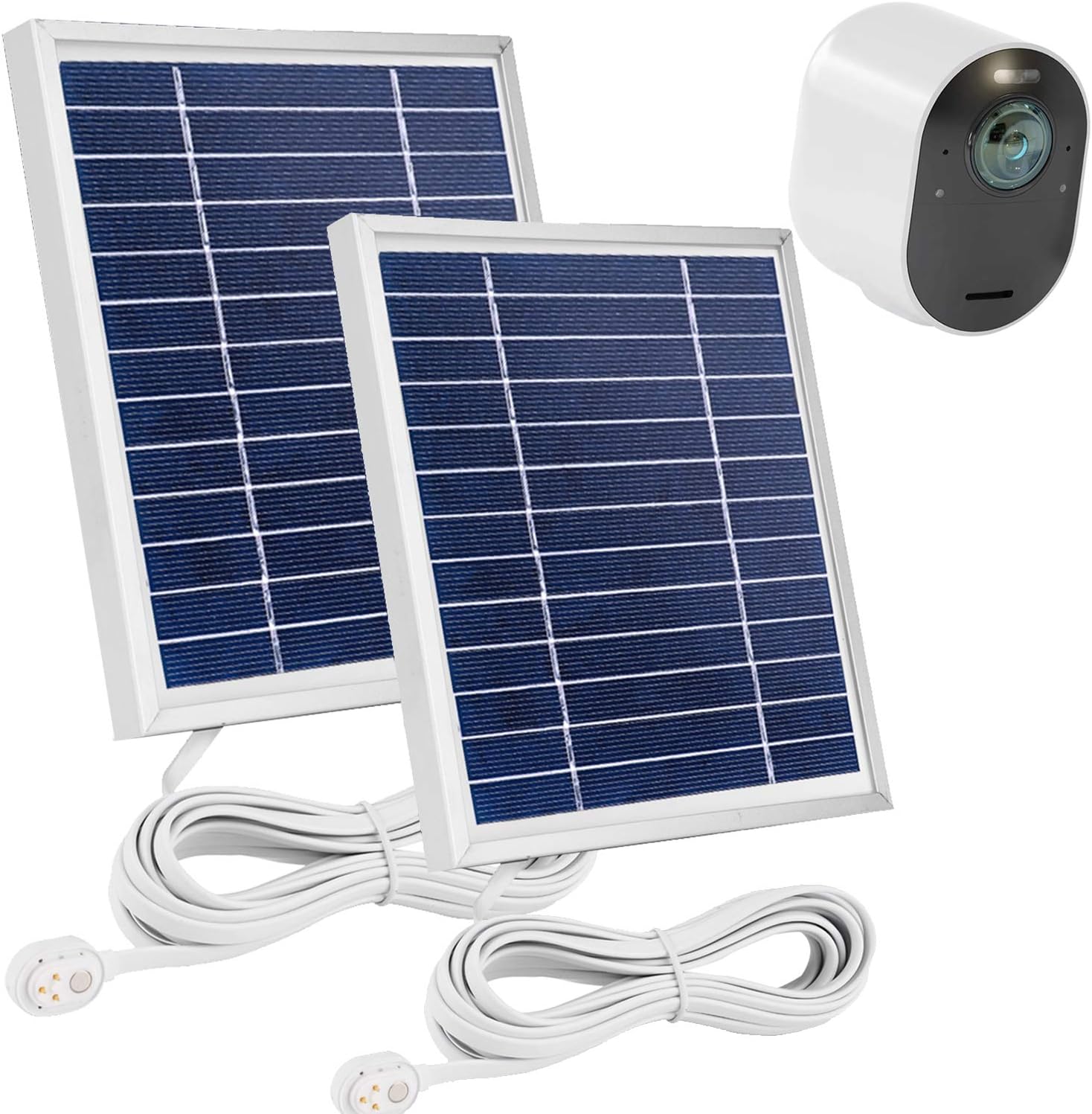Uogw 2 Pack Solar Panel Charge for Arlo Pro 3 /Arlo Ultra/Ultra 2/ Arlo Pro 4, with 11.5ft Waterproof Magnetic Power Cable, Adjustable Mount-Silver Pack of 2