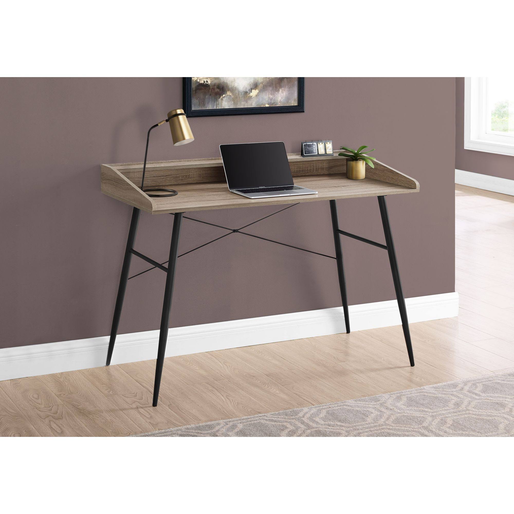 Monarch Computer Desk - 48x22L / Dark Taupe / Black Metal