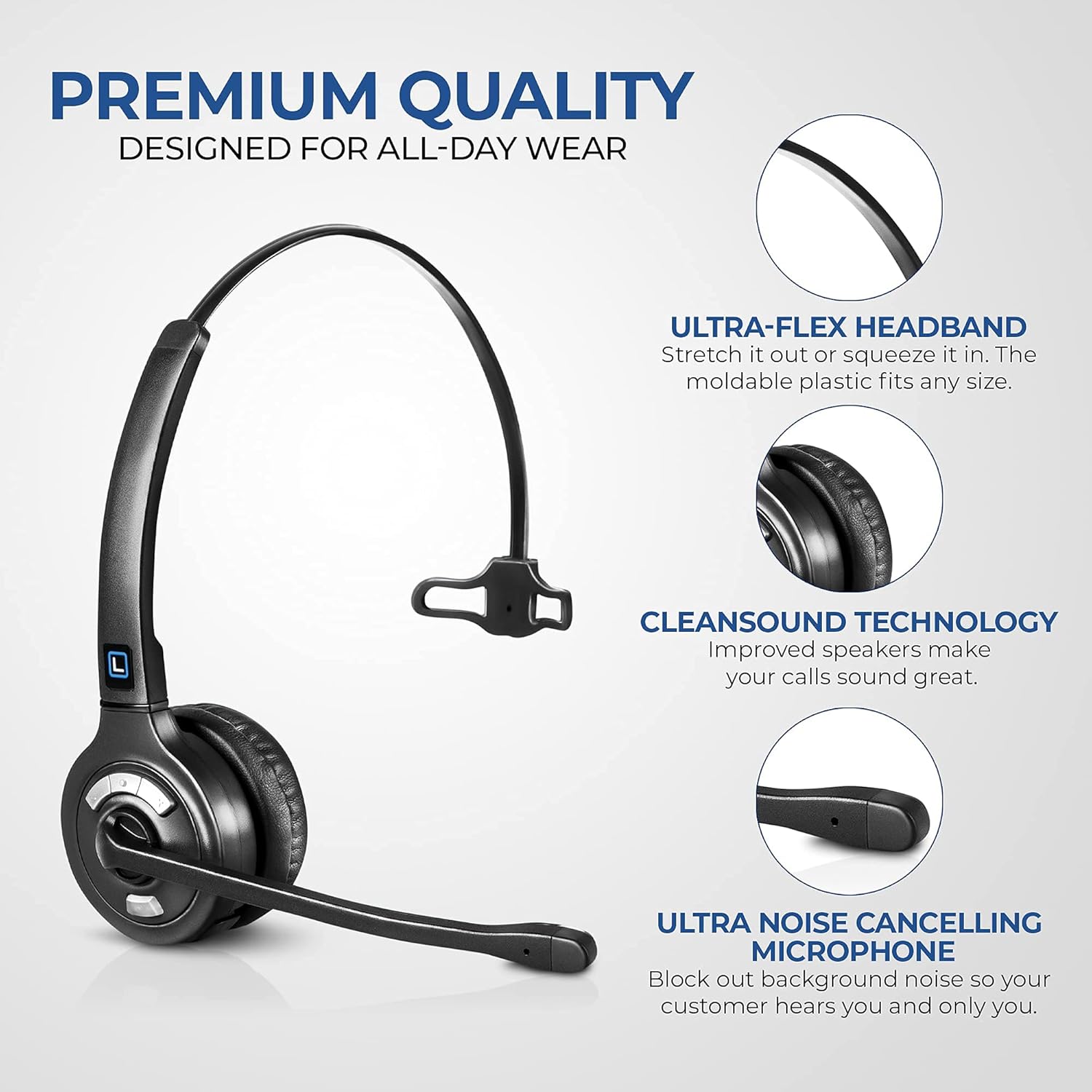 Leitner LH270 – Wireless Office Headset with Microphone for Telephone and Computer – Works with Avaya, Yealink, Cisco, VoIP and 99% of Desk Phones and PC’s (USB and Phone Jack)
