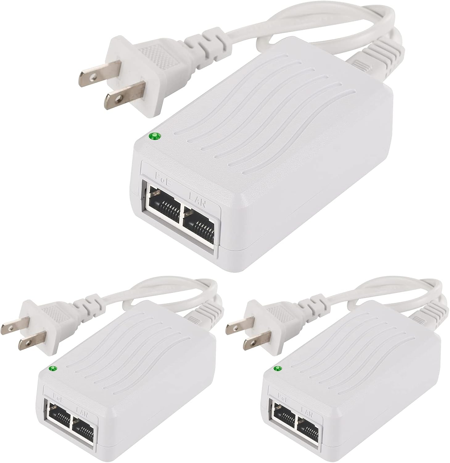 Tonton 3 Pack 48V 0.5A PoE Injector Power Supply Adapter for Security IP Cameras, VoIP Phones, 10/100Mbps, up to 100 Meters(328Ft), Desktop Plug Type, UL Certification Pack of 2