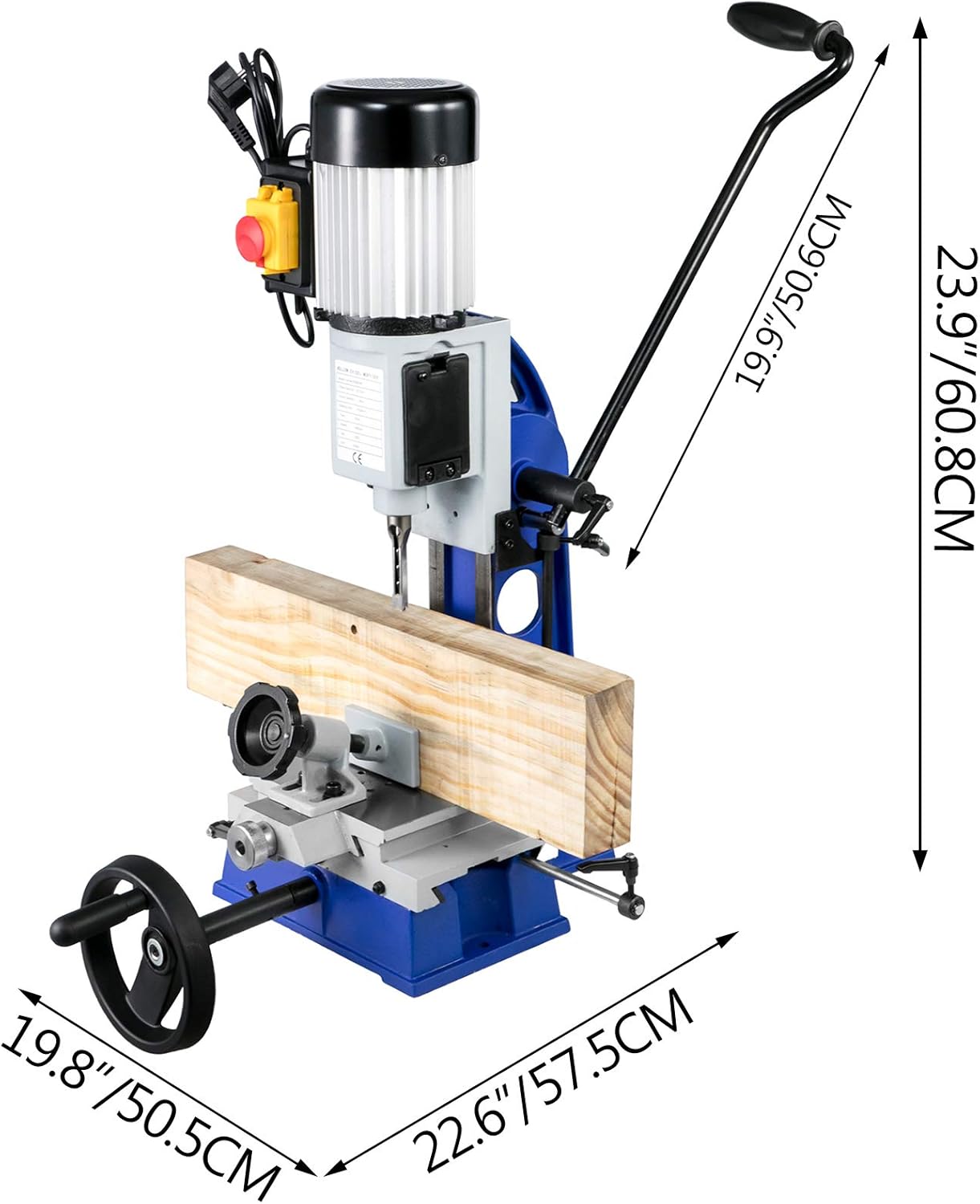 VEVOR Woodworking Mortise Machine, 1/2 HP 1700RPM Powermatic Mortiser, With Movable Work Bench Benchtop Mortising Machine, For Making Round Holes Square Holes Or Special Square Holes In Wood