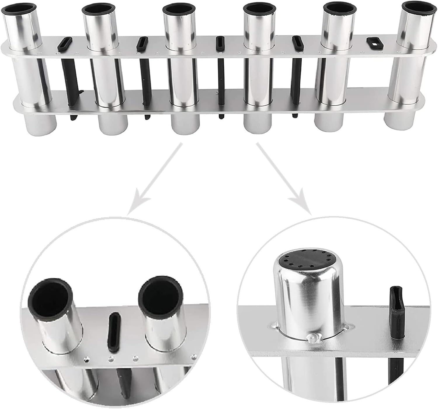 NovelBee Aluminum Alloy 6 Tubes Fishing Rod Holder for Boat Yacht