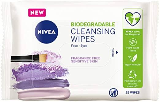Nivea Biodegradable Cleansing Wipes for Face u0026 Eyes - 25 Sheets