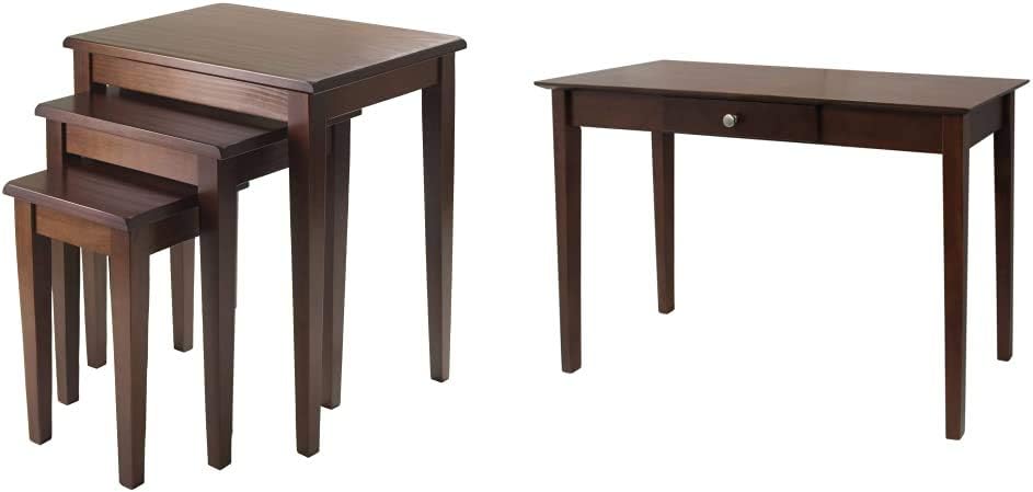 Winsome Wood Regalia Accent Table, Walnut & Wood Eugene Accent Table, Walnut