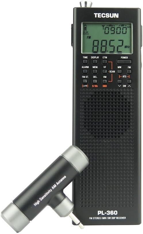 TECSUN Pl-360 Radio Digital PLL Portable Radio FM Stereo/LW/SW/MW DSP Receiver (Black)