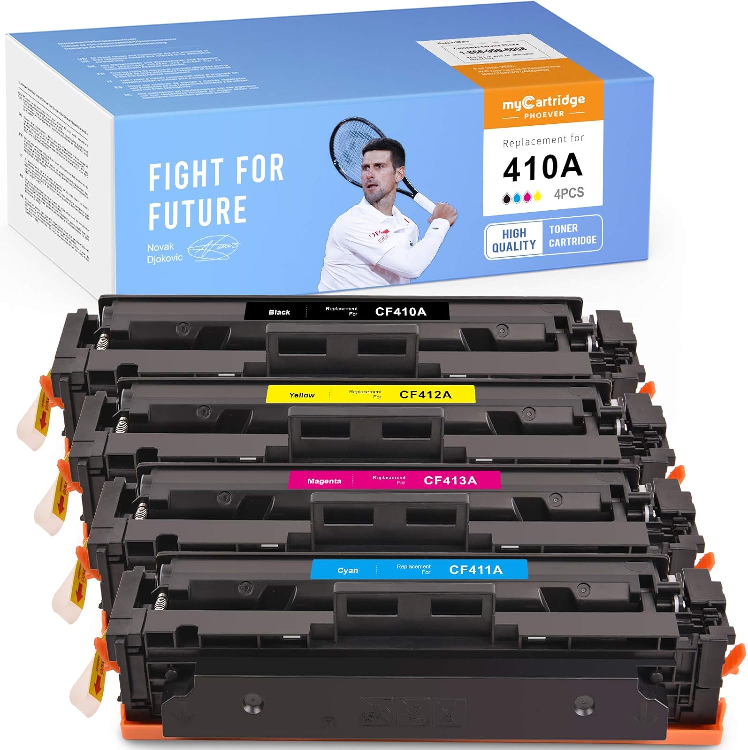 myCartridge PHOEVER Compatible Toner Cartridge Replacement for HP 410A CF410A CF411A CF412A CF413A for MFP M477fnw M477fdw M452dn M452nw M452DW Printer (Black Cyan Yellow Magenta, 4-Pack) Pack of 2