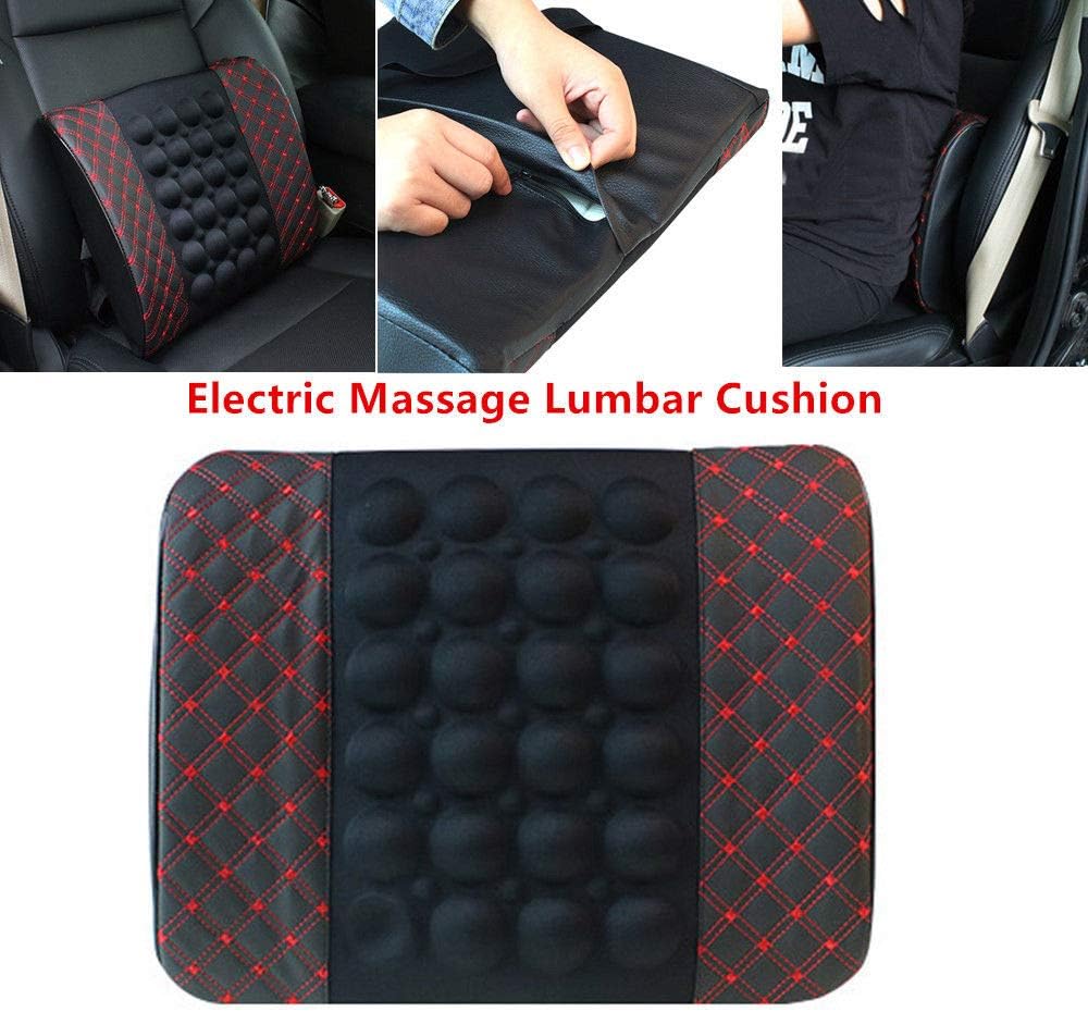 12V Car Electric Massage Cushion Lumbar Massage, Car Seat Back Support Waist Cushion, Lumbar Relaxation Devices, Car Waist Pad Pillows for Driver Car Cushion Relieve Body, Dacron + Cotton&hellip;