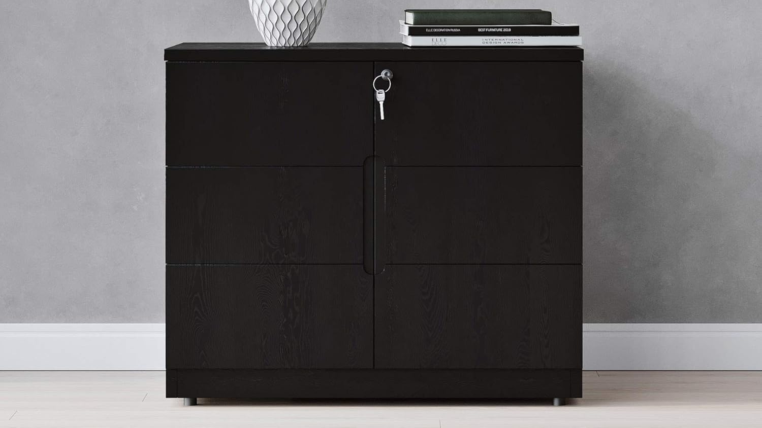 Hayes Modern 2 Door Storage Printer Cabinet - Black Oak