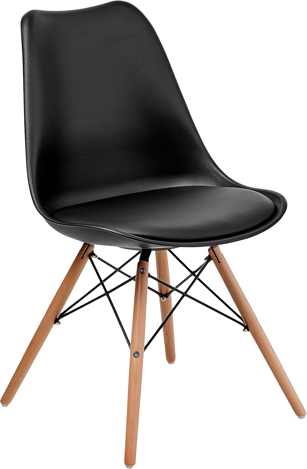 OSP Home Furnishings Allen Dining Chair with Natural Wood Legs, Black