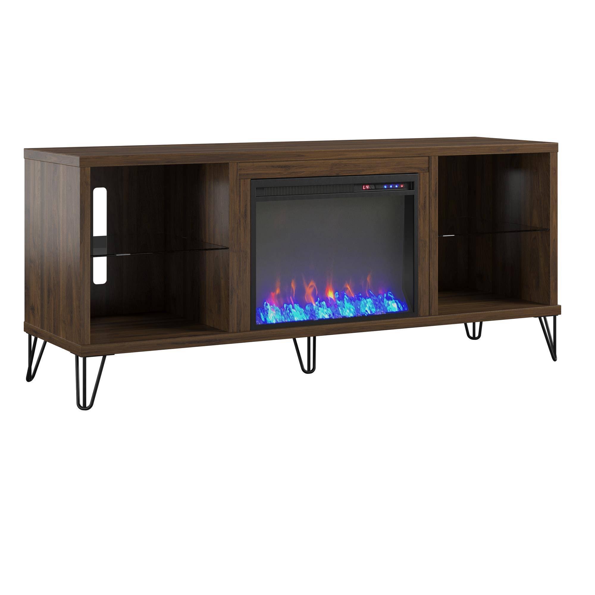 Novogratz Concord Fireplace TV Stand for TVs Up to 70 inch, Walnut