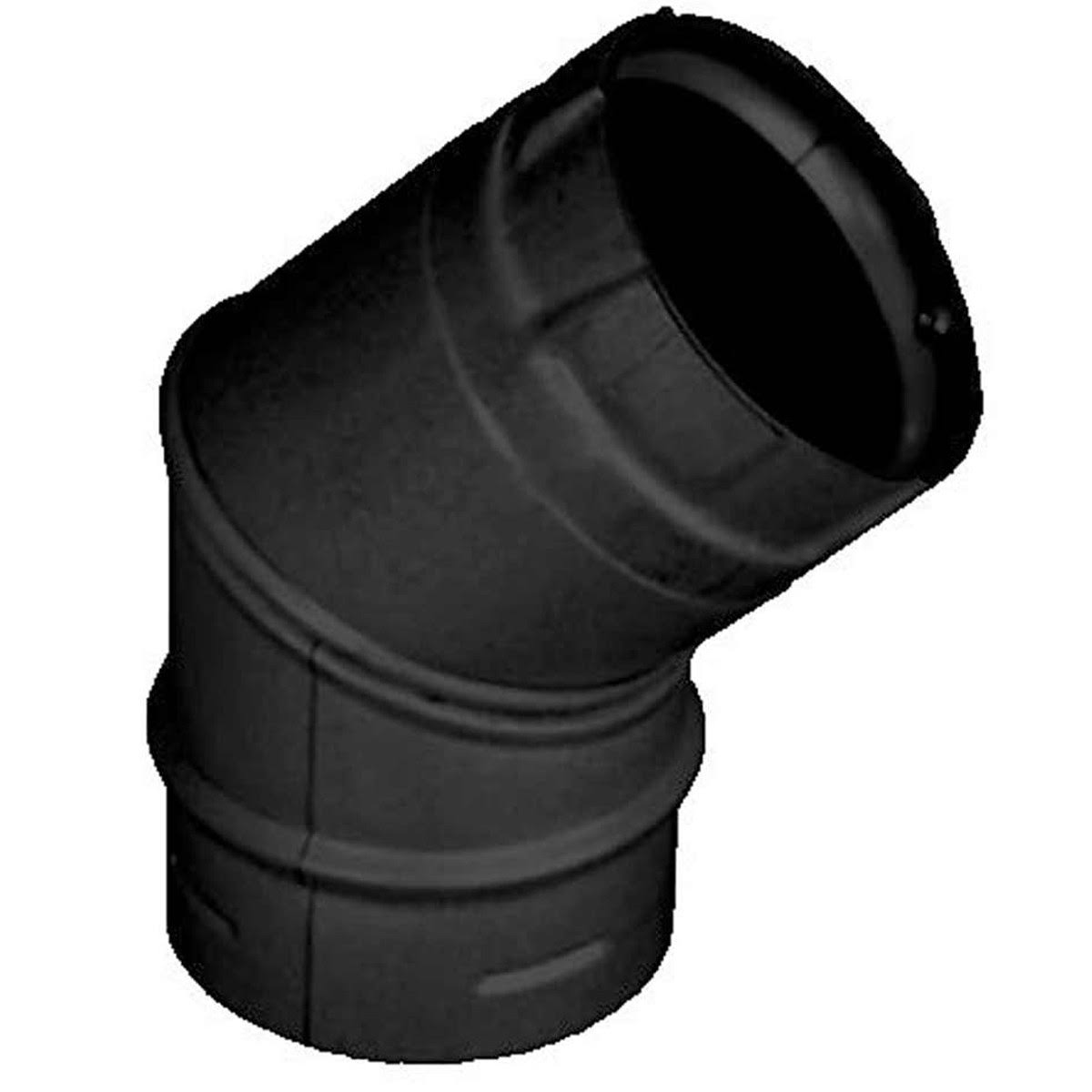 3&& PelletVent Pro Black 45 Degree Elbow - 3PVP-E45B