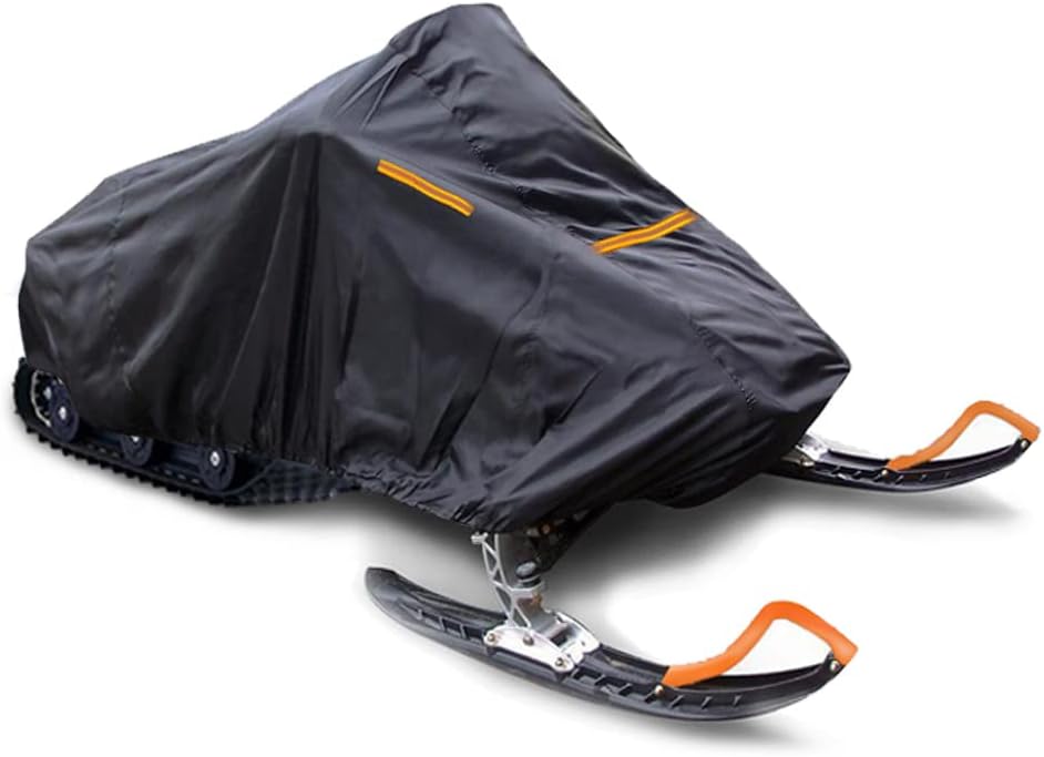 Sanku Black Snowmobile Cover, Durable Waterproof sled ski Cover, Elastic Bottom Can Be Trailerable (M Fits Length 115