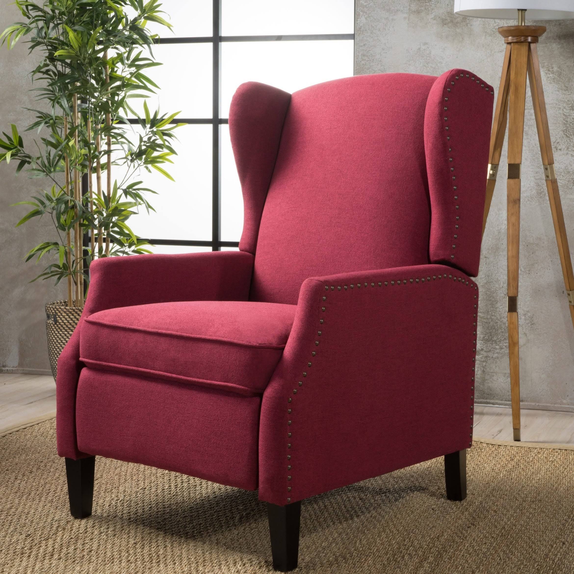 Wescott Contemporary Fabric Wingback Pushback Recliner by Christopher Knight Home - Deep Red