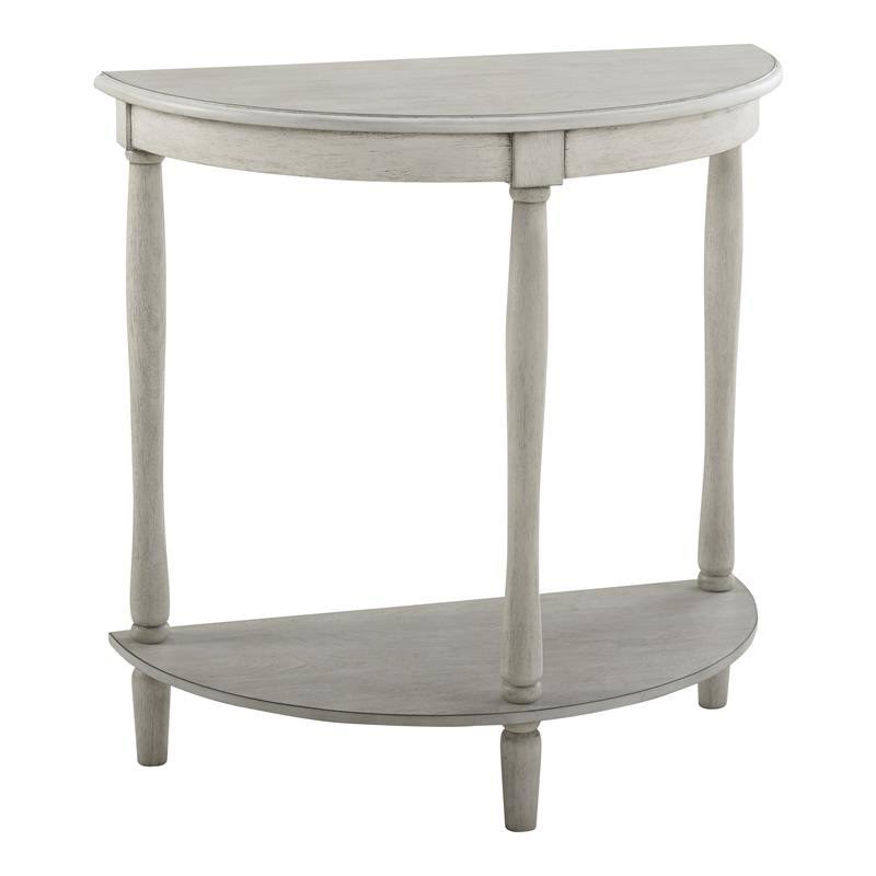 Furniture of America Viceroy Wood Demi Round Console Table in Antique White - IDF-AC362WH