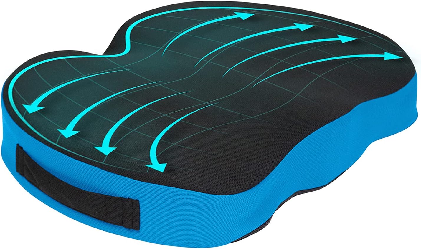 Vive Coccyx Seat Cushion - Orthopedic Foam for Office Chair, Car, Desk and Wheelchair - Tailbone and Lumbar Support Pad - Firm for Sciatica, Lower Back Pain Relief - Includes Soft Cover