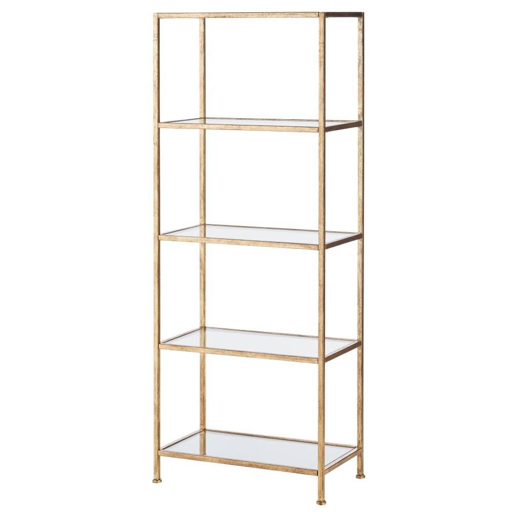 Home Decorators Collection 62.25 in. Gold Leaf Metal 4-Shelf Accent Bookcase with Open Back
