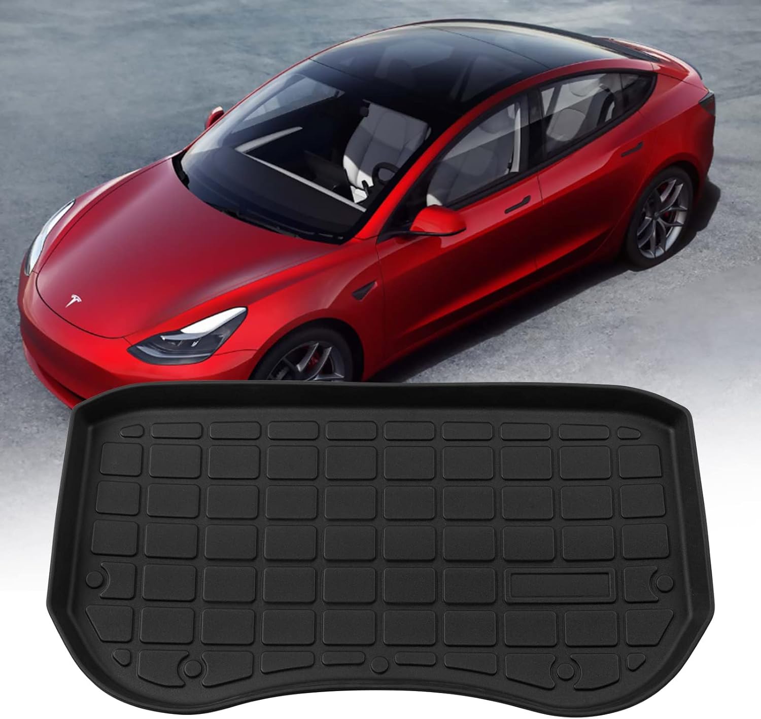 Xipoo Fit Tesla Model 3 Trunk Mat Storage Mat TPE Cargo Liner Cargo Tray Storage Mat for Tesla Model 3 Accessories (2017-2019 Front Trunk Mat)