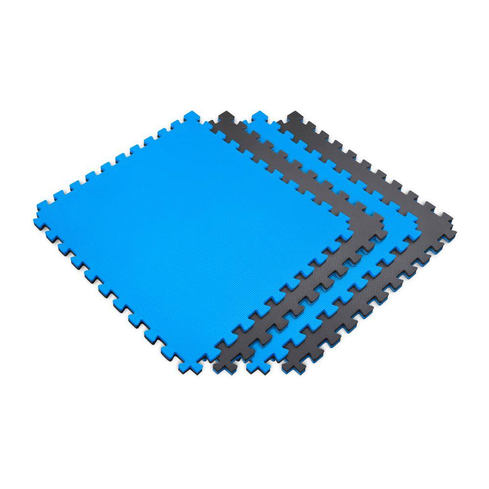 Norsk Blue/Black 24 in. x 24 in. Eva Foam Sport Multi-Purpose Reversible Interlocking Tile (28-Tile)