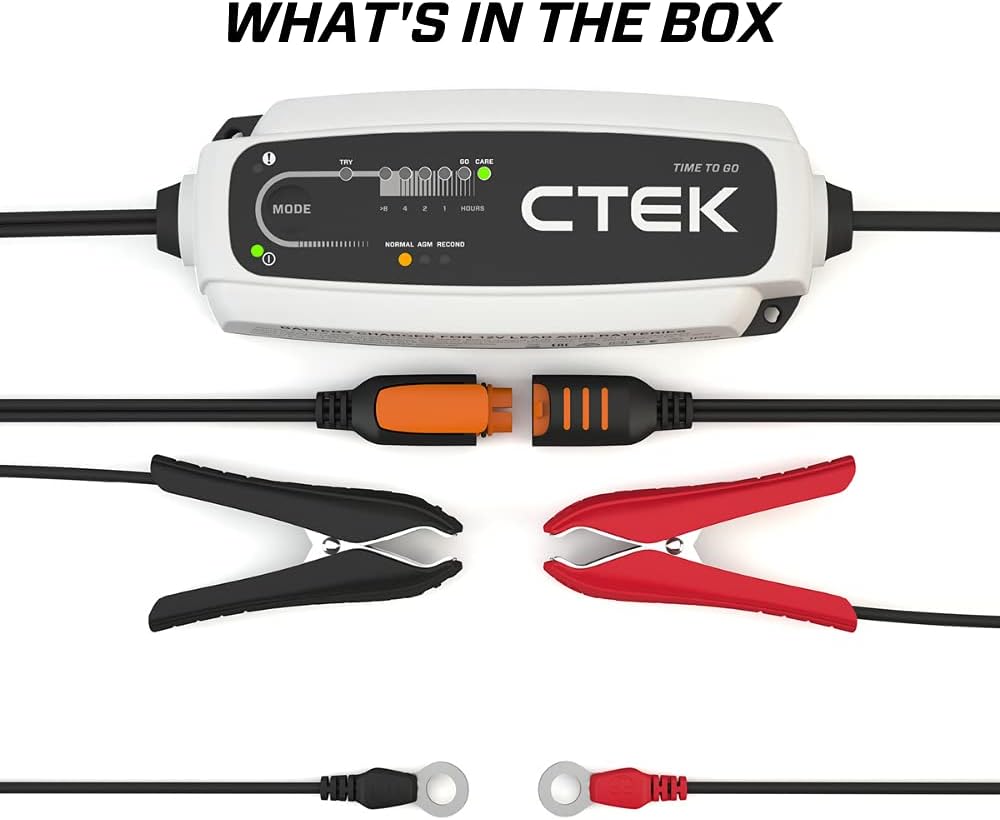 CTEK (40-255) CT5 Time To Go-12 Volt Battery Charger and Maintainer with Accessories