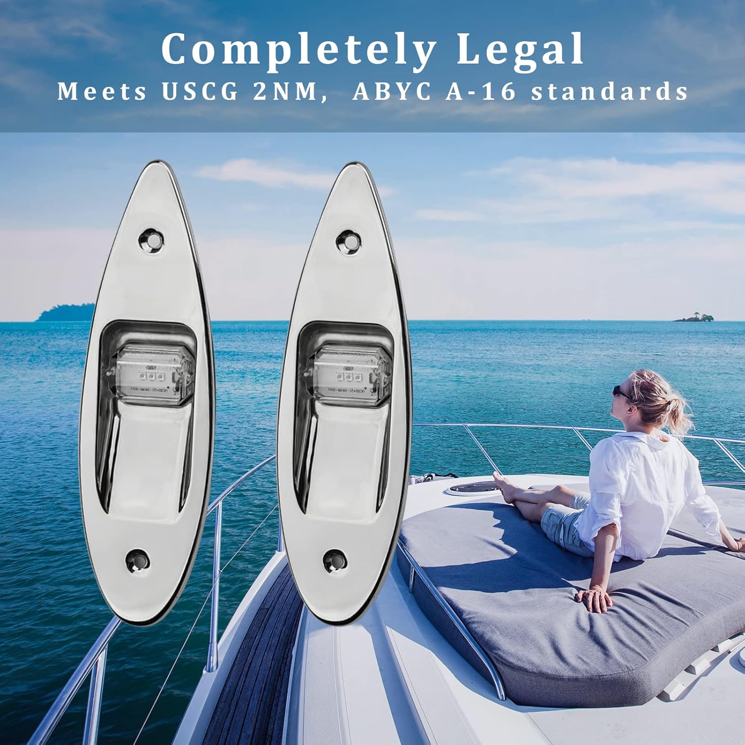 Boat Navigation Lights Red and Green LED Marine Waterproof 12 Volt USCG 2 NM Stainless Steel 1 Pair Pack of 2