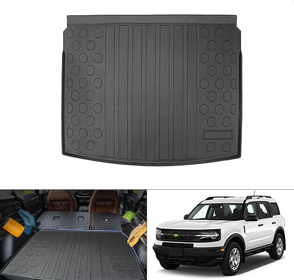 T TGBROS Custom Fit for Cargo Mat 2021 2022 Ford Bronco Sport Accessories (NOT Fit 2 Doors, NOT Fit Ford Bronco) All Weather Cargo Liner Rear Trunk Mat Non-Slip TPO Odourless 4 Doors