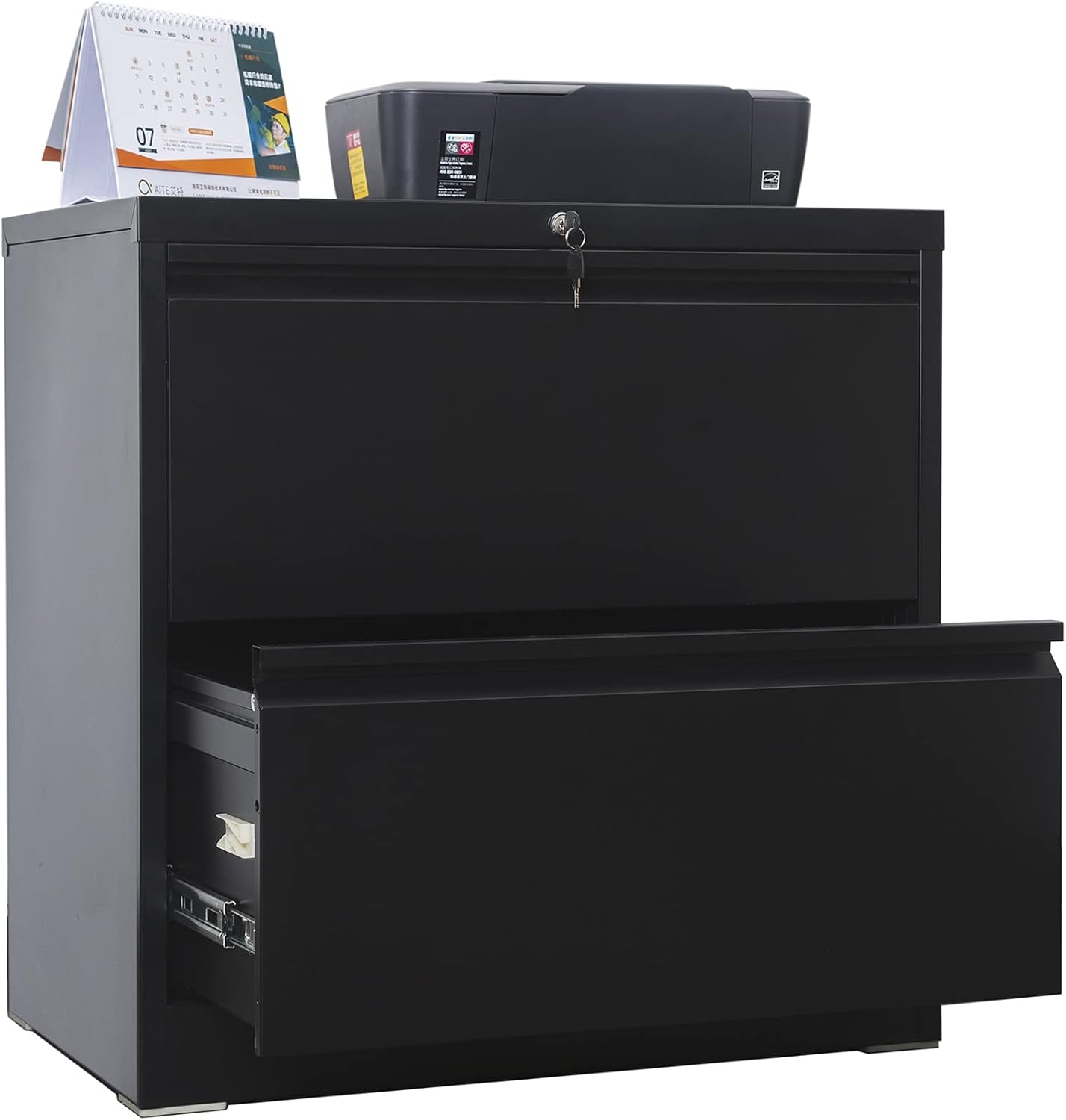 AOBABO 4 Drawer Lateral File Cabinet, Metal Lateral Filing Cabinet with Letter/Legal A4 Size,Fast Assemble with 0 Screw,Assembly Required(Black, 52