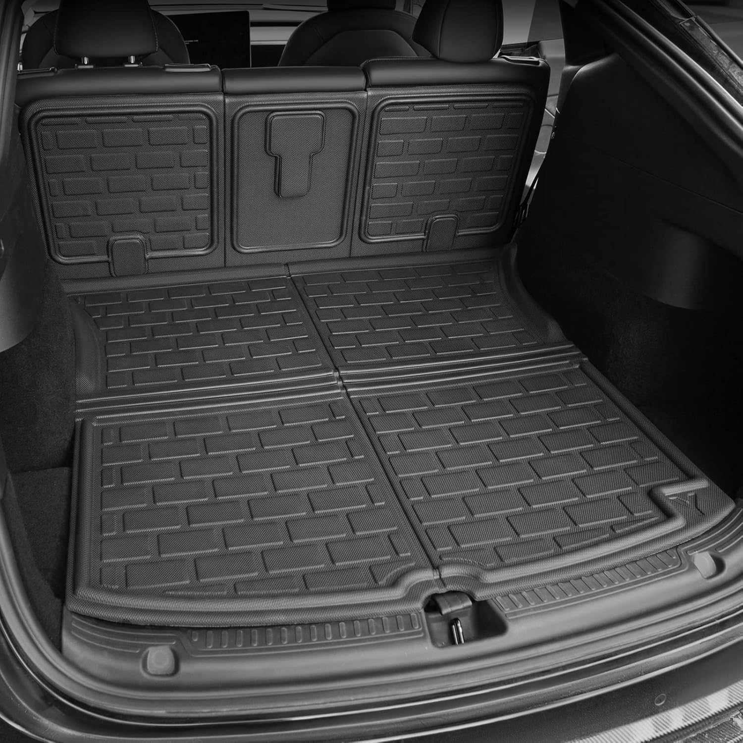 powoq Fit 2020-2022 Tesla Model Y TPR Trunk Mat All Weather Cargo Mat Waterproof Cargo Liners Trunk Liner for 2020 2021 Tesla Model Y Accessories (Floor Mat)