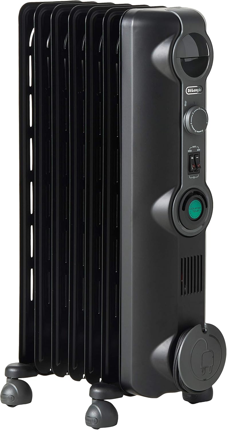 DeLonghi, Quiet 1500W, Adjustable Oil-Filled Radiator Space Heater, 14