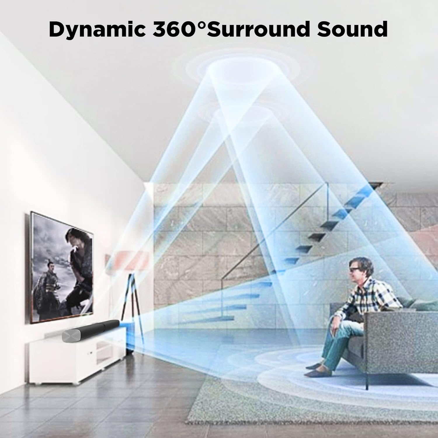 Sound Bars for TV, Assistrust KY8000 TV Sound Bar 50W Soundbar Wired & Bluetooth 5.0 with 4 Powerful Speakers 32 Inch, 2 in 1 Detachable (BT5.0/HDMI(ARC)/Optical/AUX/Remote Control)