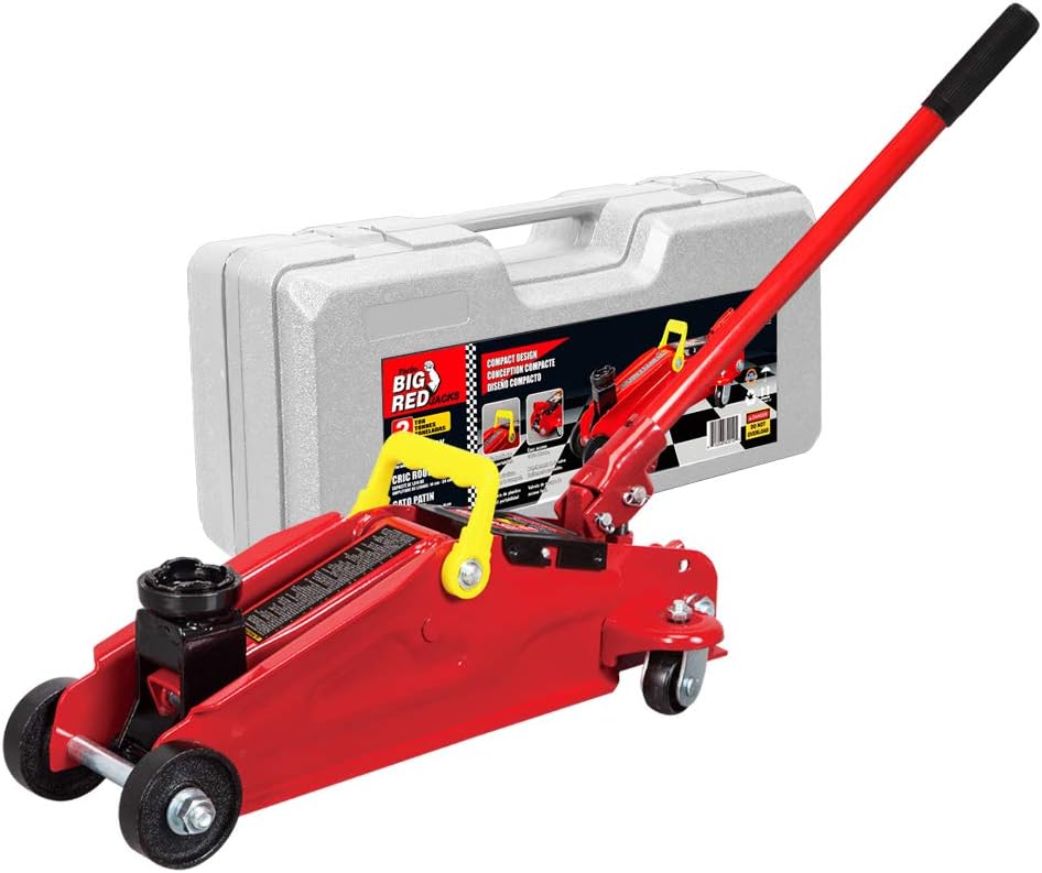 BIG RED T825013S1 Torin Hydraulic Trolley Floor Service/Floor with Blow Mold Carrying Storage Case, 2.5 Ton (5,000 lb) Capacity, Red