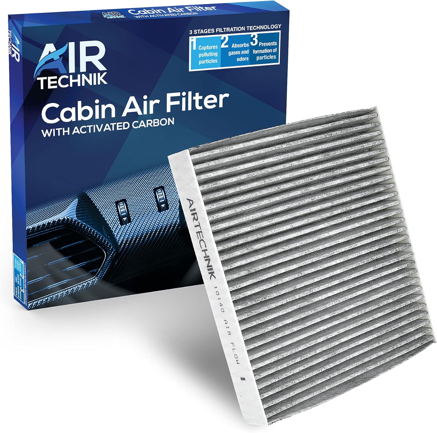 AirTechnik CF10140 Cabin Air Filter w/Activated Carbon | Fits Infiniti FX35, FX45, G35 / Mitsubishi Eclipse, Lancer, Outlander/Nissan Altima, Maxima, Murano, Sentra, X-Trail