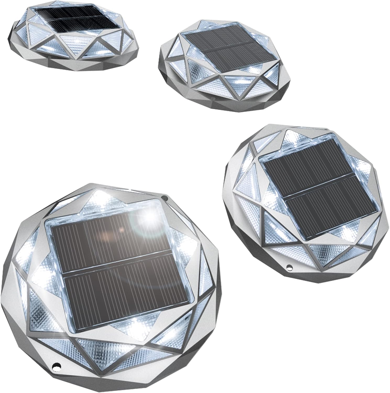 Solar Dock Lights 8-Pack, Solar Driveway Lights JACKYLED Wireless 12 LEDs, Solar Deck Lights Outdoor IP68 Waterproof and 1200mAh for Driveway Sidewalk Walkway Garden Lake Boat Dock, Cool White