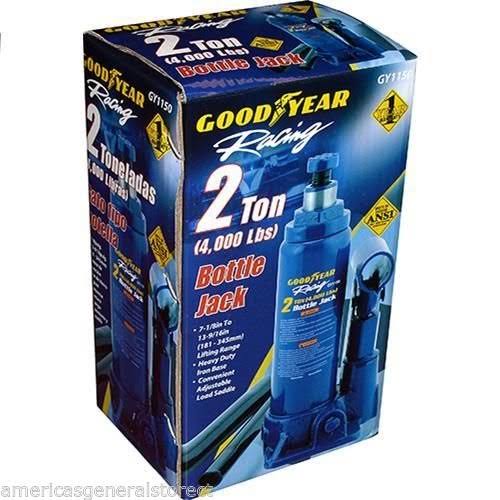 Good Year 2-Ton Bottle Jack (4000 lbs) 7-1/8-13-9/16x22 Heavy Duty Iron Base GY1150