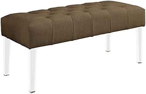 Furniture of America Paz Contemporary Fabric Tufted Acrylic Bench in Brown