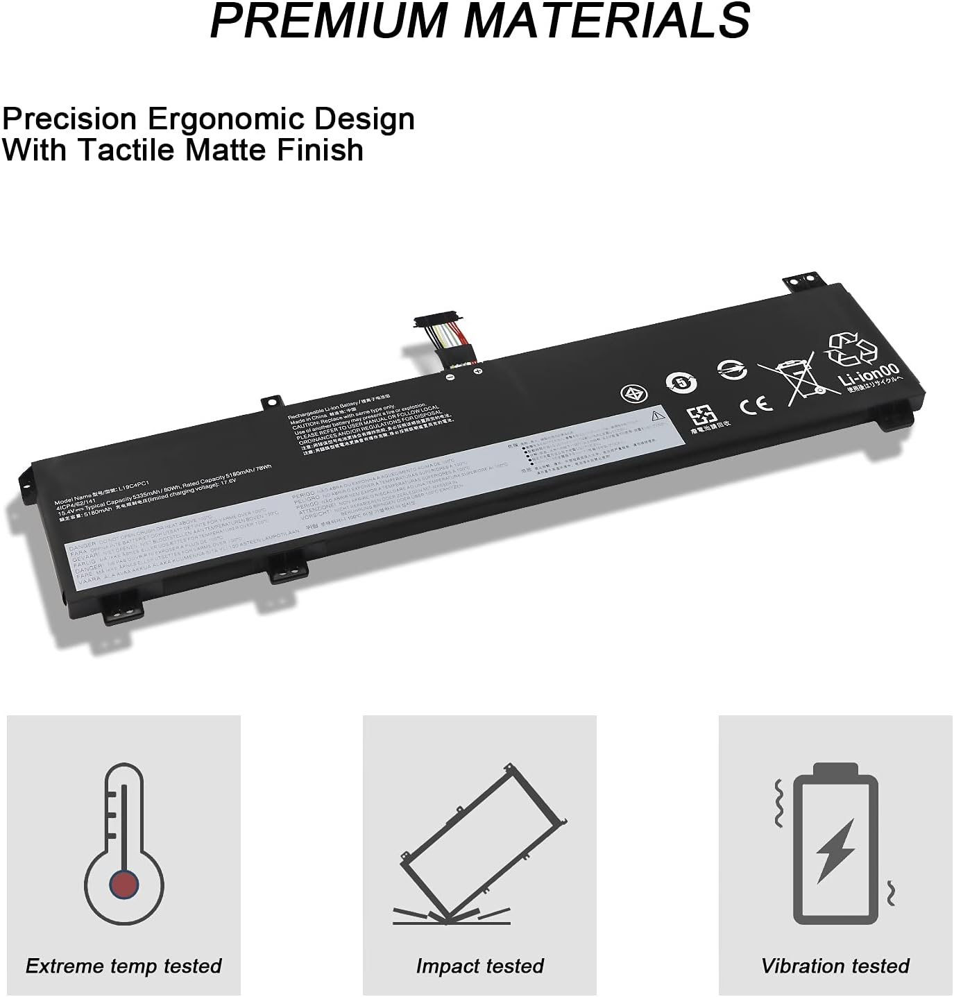 TIIANTE L19C4PC1 Laptop Battery Replacement for 5-15IMH05 5-15ARH05 5P-15IMH05 Series 5B10W86194 L19C4PC0 5B10W86196 L19M4PC0 5B10W86195 L19M4PC1 5B10W86192 15.4V 80Wh 5335mAh Pack of 2