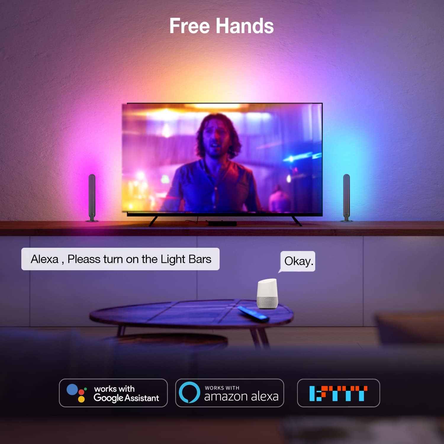 RGBIC Smart LED Light Bars │ Tuya WiFi + BLE (Wireless Conect) Double Mode │ Music Sync │ Dream Color │ Voice Control │ Compatible with Alexa & Google Assistant │ for TV Gaming PC Room Home Party Pack of 2