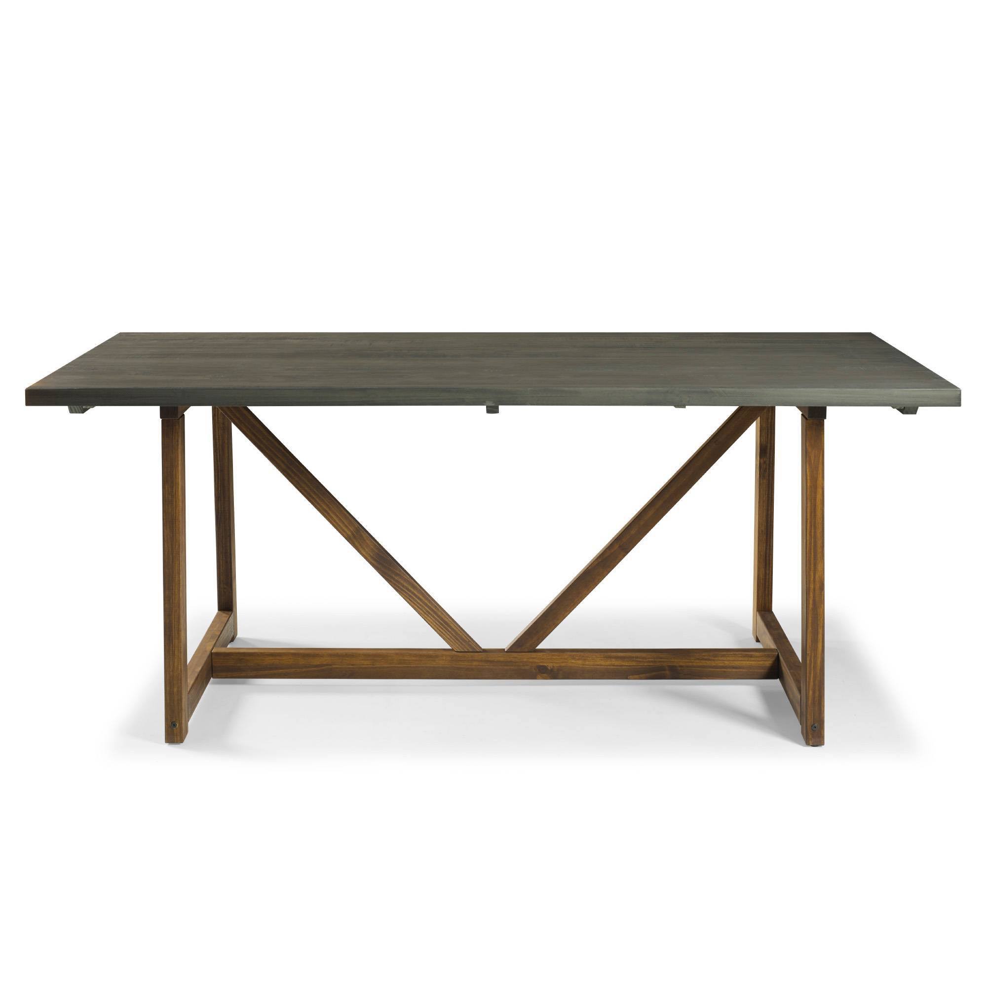 72x22 Solid Wood Trestle Dining Table Gray/Brown - Saracina Home
