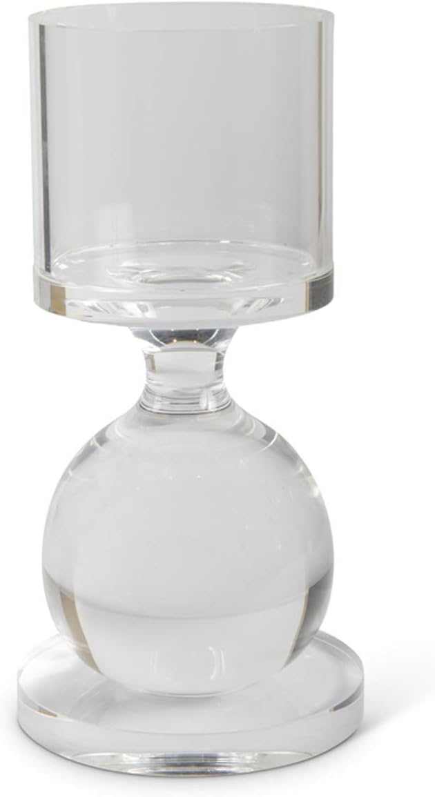 K&K Interiors 15919A-3 9.5 Inch Single Ball Glass Pillar Candle Holder On Pedestal Pack of 2