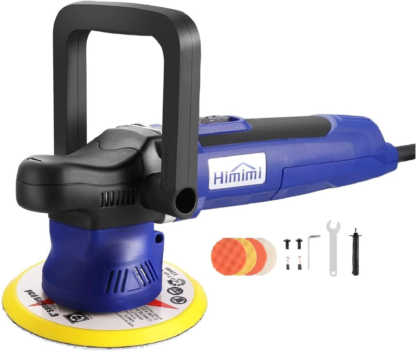 Buffer Polisher, Himimi 6 Inch Dual Action Polisher, 6 Variable Speeds Car Buffer Polisher with Foam/Wool Pads, Detachable D & Side Handles DA Polisher, Waxer Polisher for Car Detailing Pack of 2