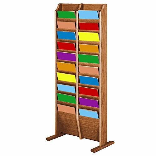 Wooden Mallet 20 Pocket Cascade Free-Standing Magazine Rack, Medium Oak
