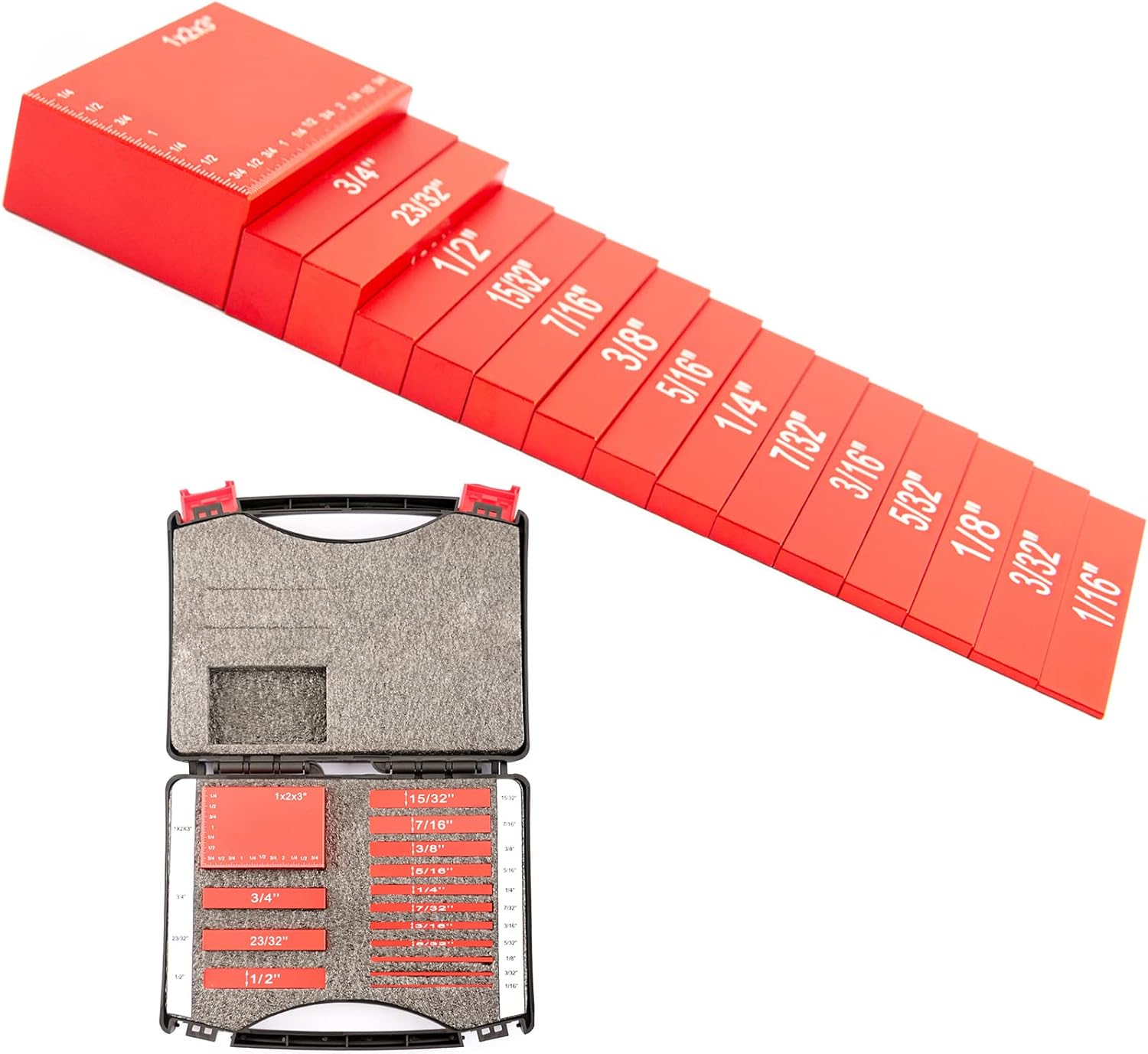 Wilkblck Setup Block Height Gauge Set - 15 Pcs Precision Aluminum Router Table Set Up Bars - Table Saw Accessories Tools - Gift Choice for Carpenter, Construction, Woodworking, DIY Handyman - Blue Pack of 2